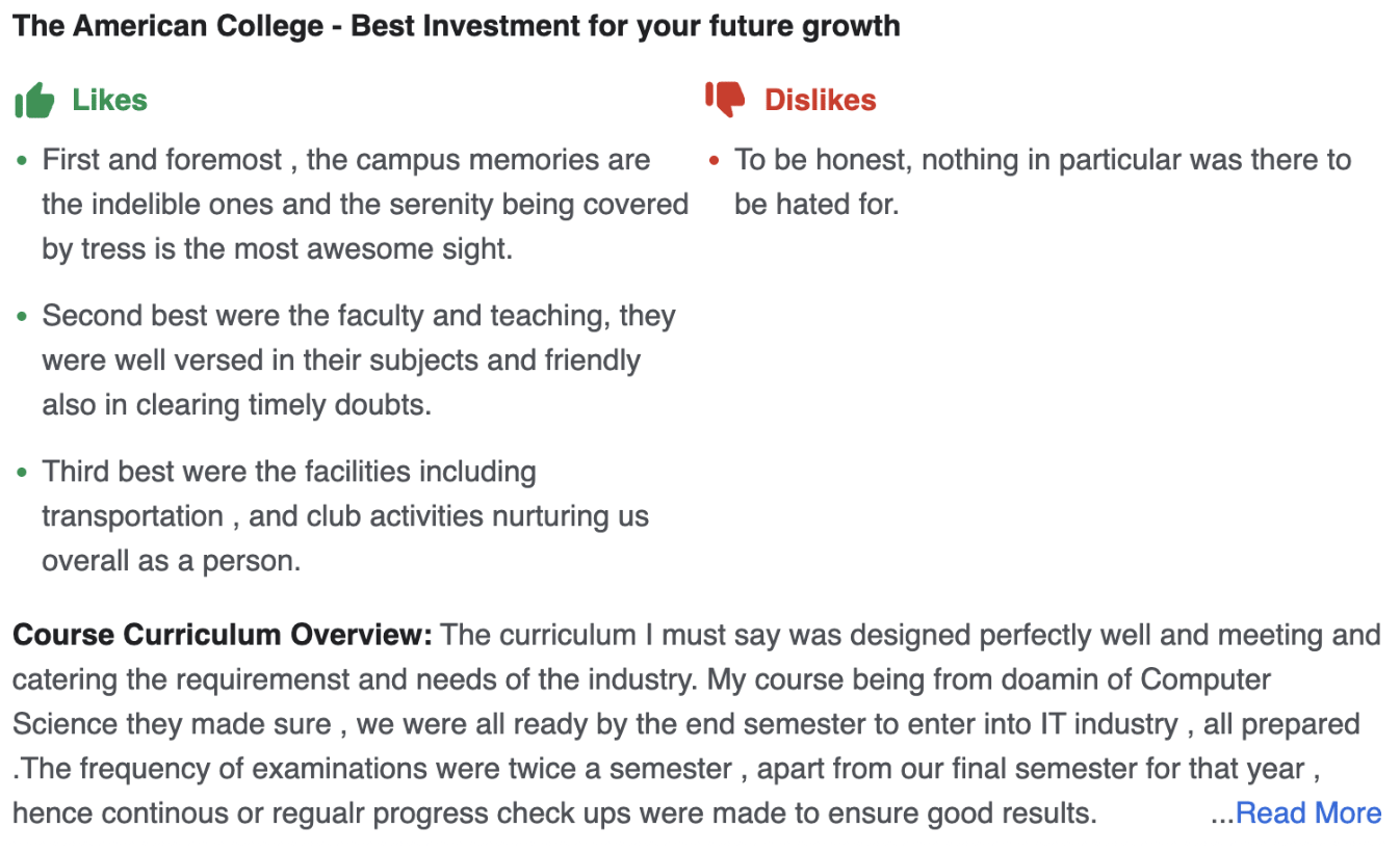 American College Madurai Reviews