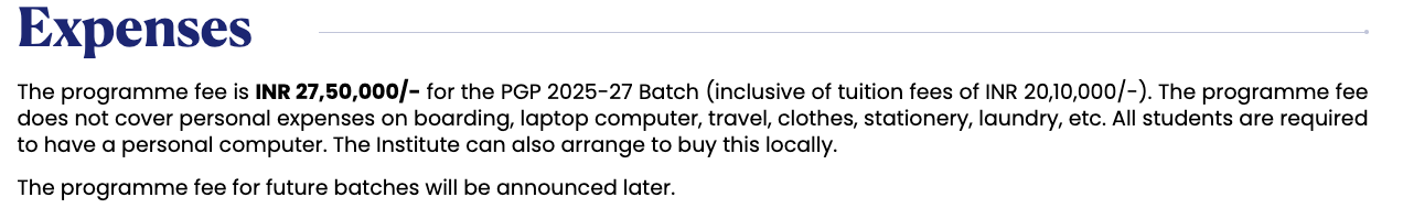 IIM Ahmedabad MBA Fees