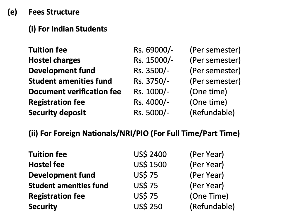 Fee Structure