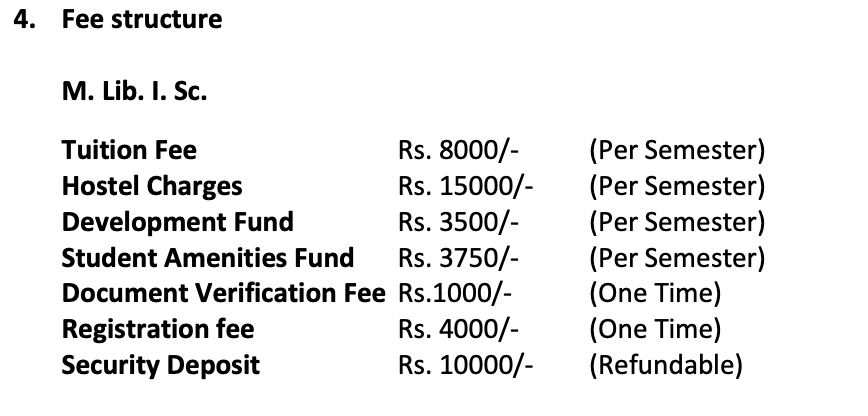 Fee structure