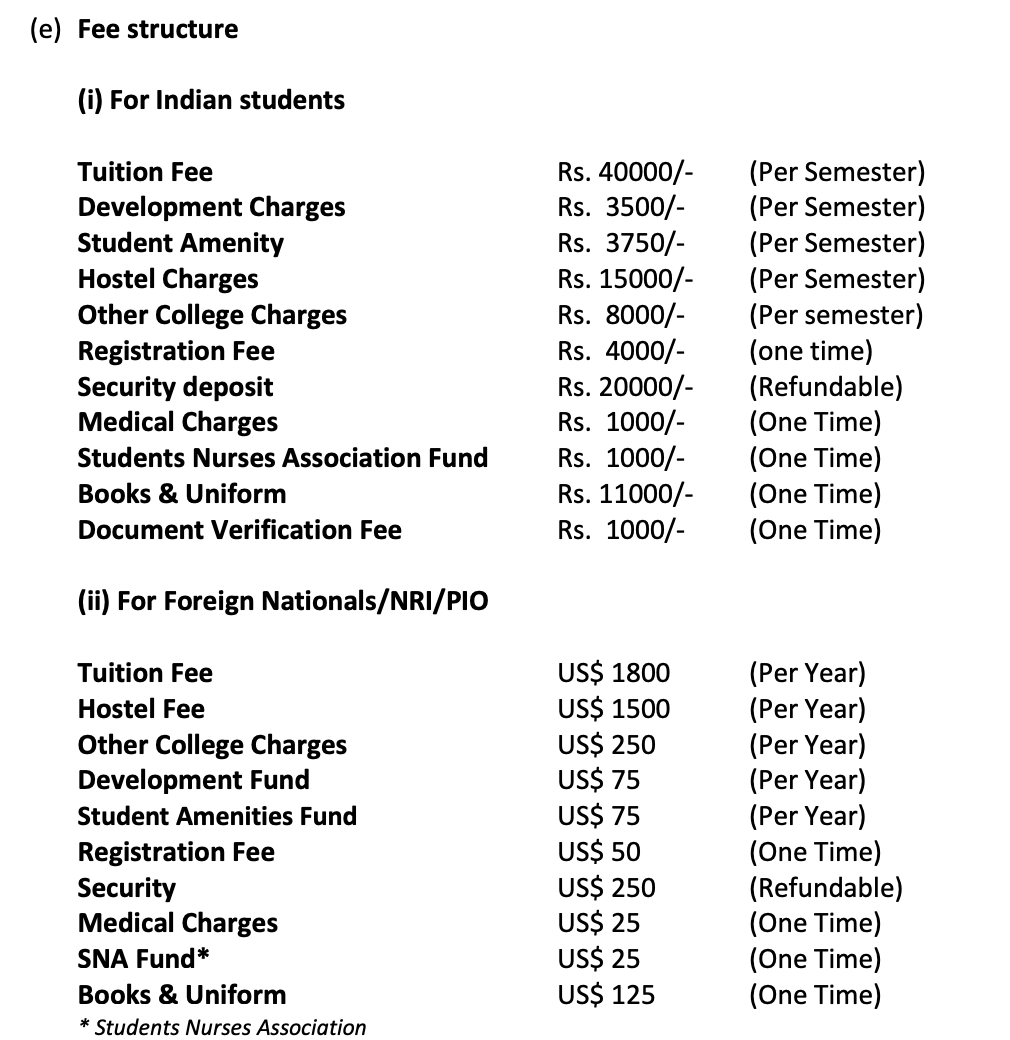 Fee structure