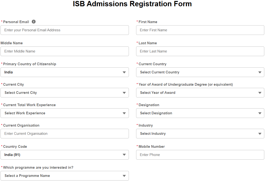ISB Hyderabad Admissions 2026