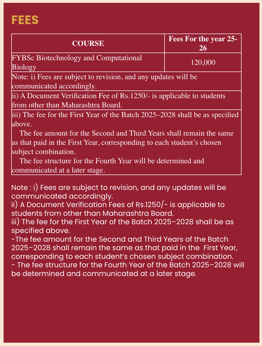 St Xavier Mumbai Bsc Biotechnology fees