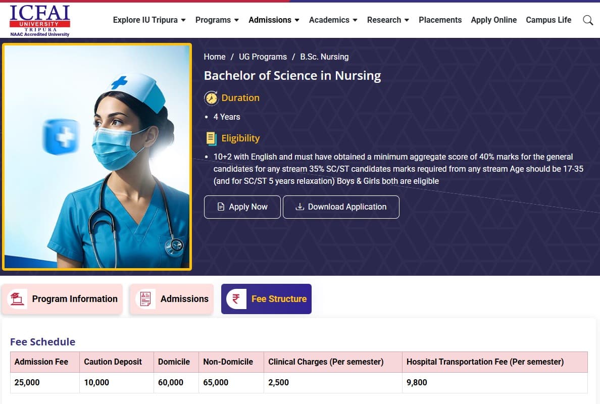 Fee Structure 2025 (As per website)-