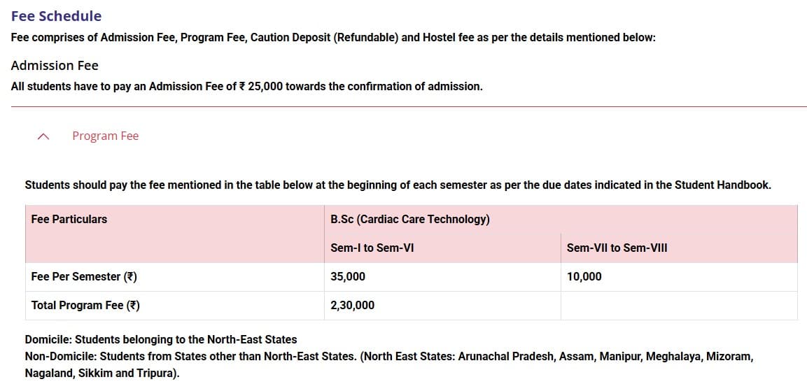 Fee Structure 2025 (As per website)-