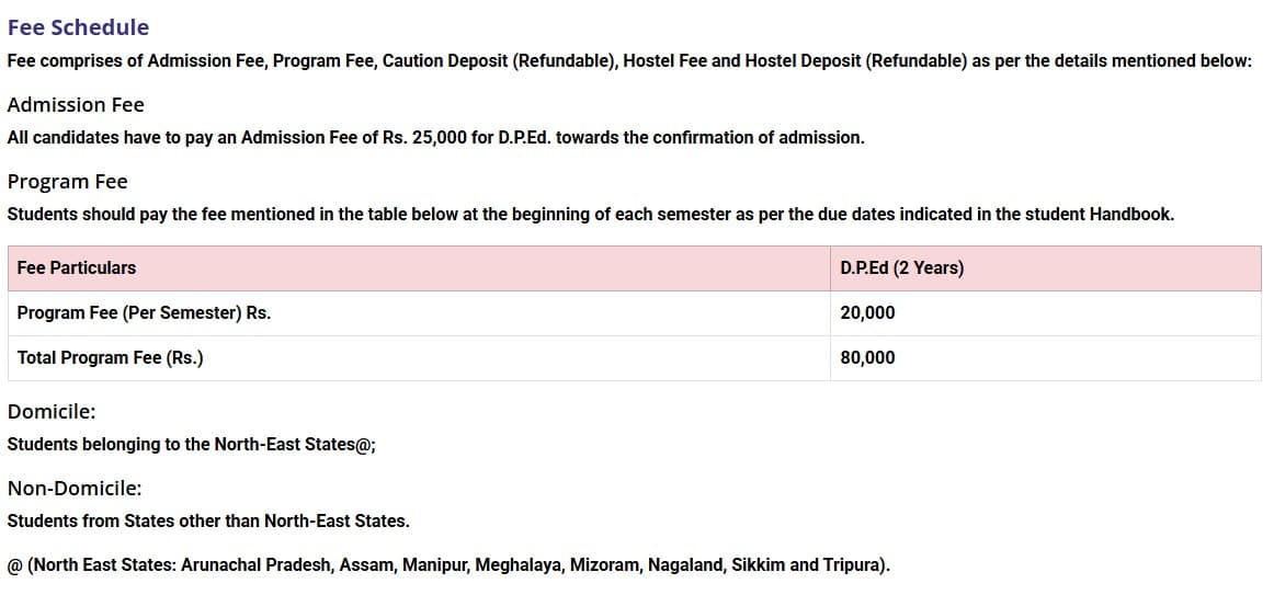 Fee Structure 2025 (As per website)-