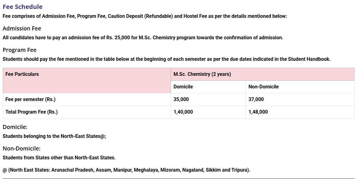 Fee Structure 2025 (As per website)-