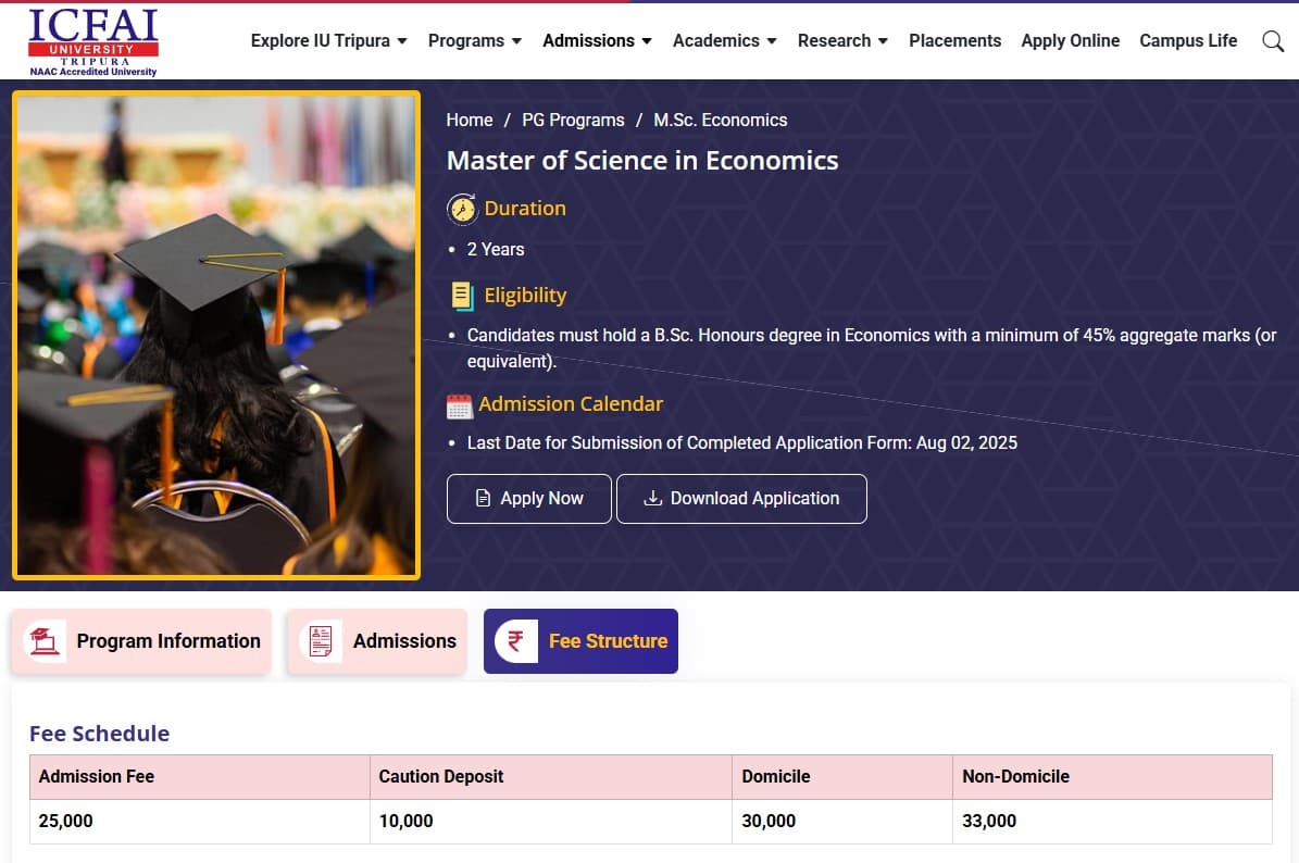 Fee Structure 2025 (As per website)-
