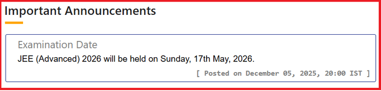 JEE Advanced 2026 Dates