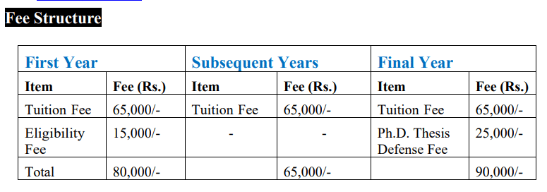 fee structure