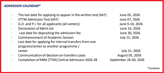 IITTM MBA (Tourism & Travel Management) 2026&ndash;28 Dates