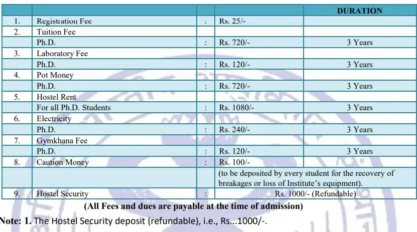 fee structure