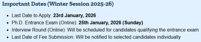 Geeta University PhD Admission Dates (Winter Session 2026)