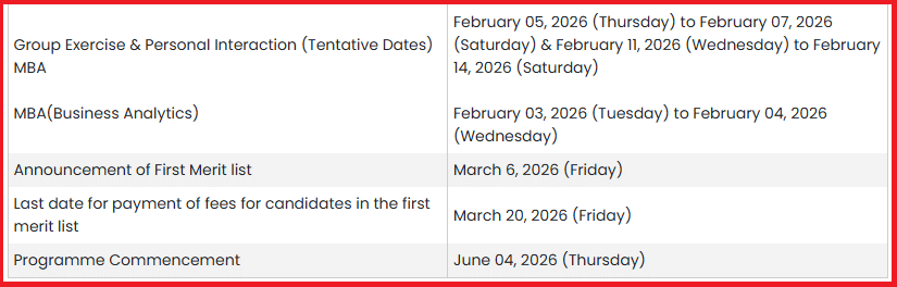 SIBM Bangalore MBA Admission 2026 Dates