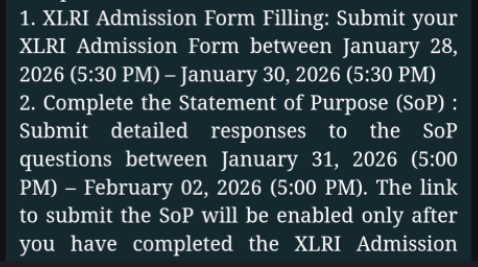 Important Dates for XLRI Admission Process 2026