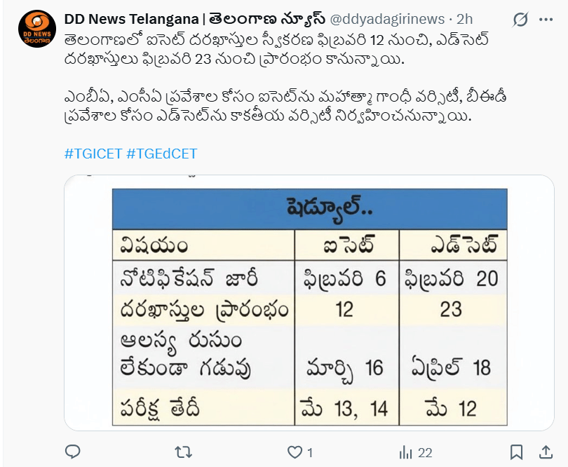 TS EDCET 2026 OFFICIAL X POST