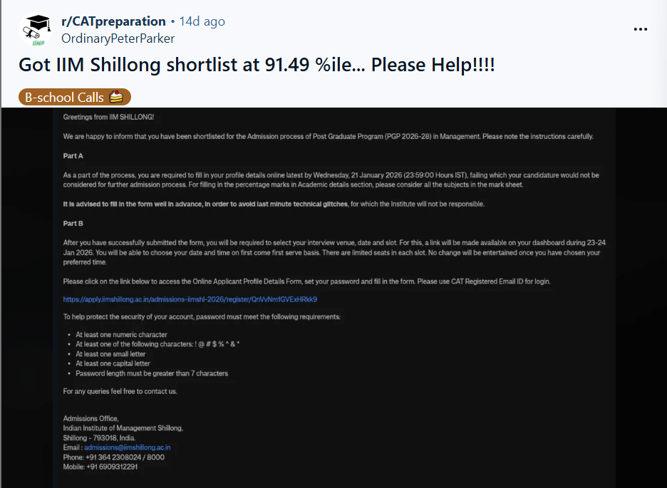 IIM SHILLONG PI CALLS USER EXPERIENCE