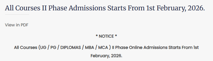 Osmania University CDE Phase II Admission 2026 Open
