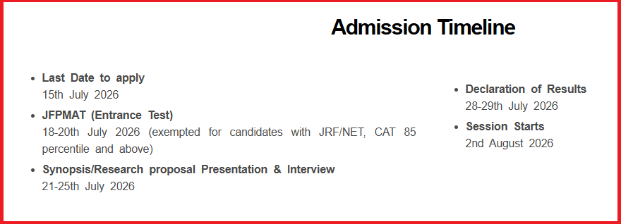 Jaipuria Institute of Management FPM Admission 2026 Dates