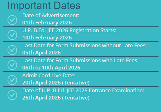 UP B.Ed JEE 2026 Registration Dates