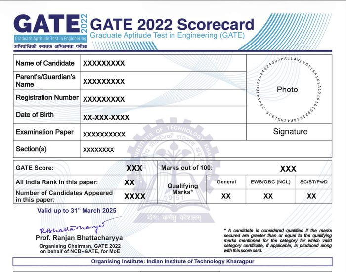 GATE 2026 Result Sample