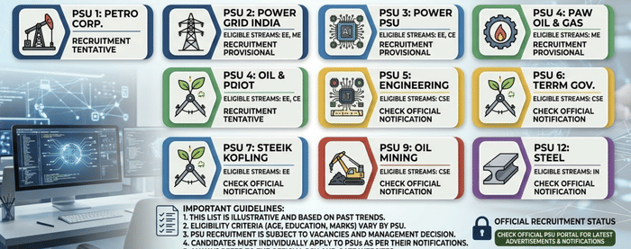 PSUs accepting GATE score