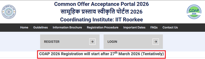 GATE COAP 2026 Registration from March 27