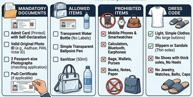 JEE main exam day what to carry