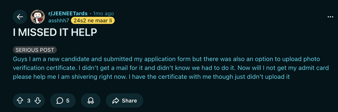 Photo verification jee mains