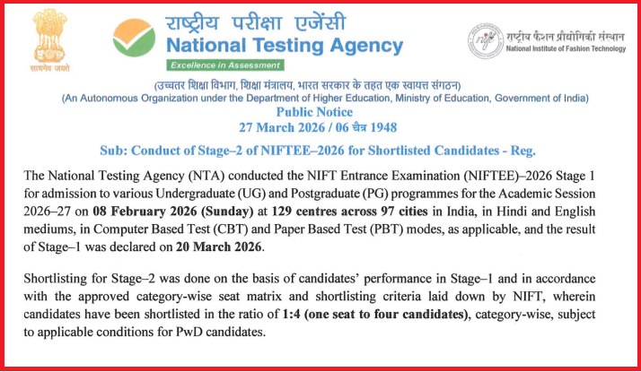 NIFTEE 2026 Stage 2 Schedule Out