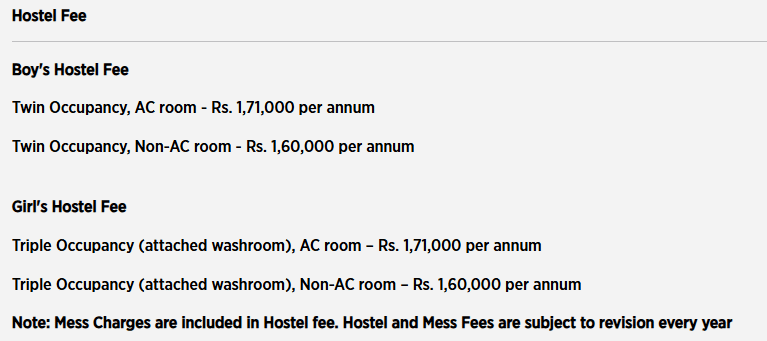 Hostel fee
