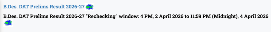 NID DAT Prelims Result 2026 Out for BDes