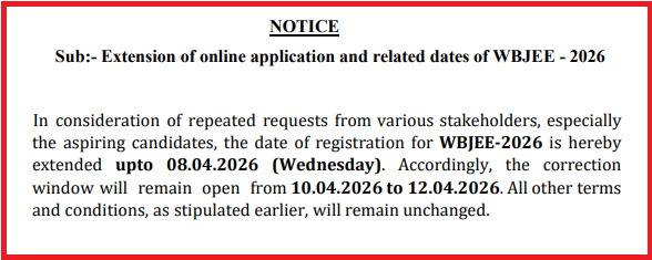 WBJEE 2026 Revised Schedule Notice