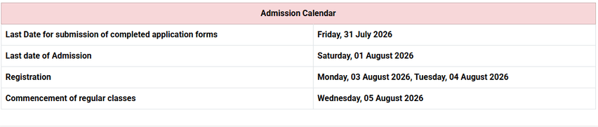 ICFAI Tripura Important Dates 2026