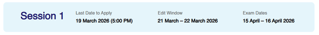 Session 1 exam dates 