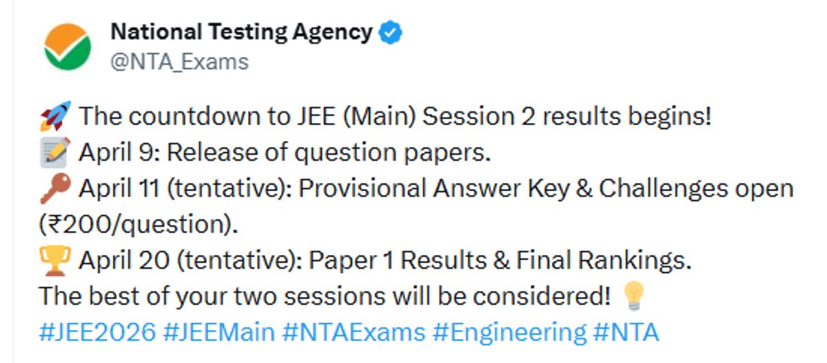 JEE Main Result Date