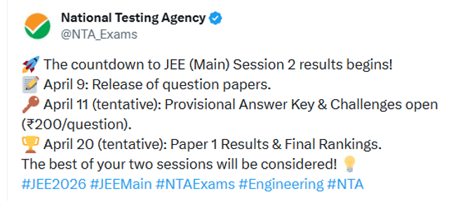 JEE Main Session 2 result 