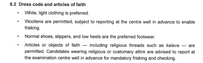 CUET UG Dress Code 