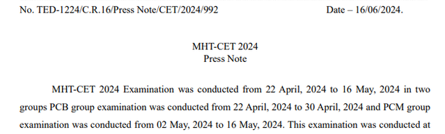 MHT CET 2024 