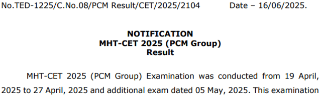 mht cet 2025 result