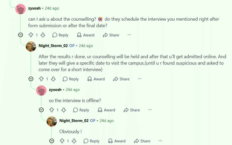 SAAT Counselling 2026 reddit