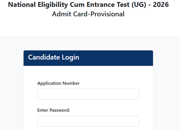 NEET 2026 Admit card