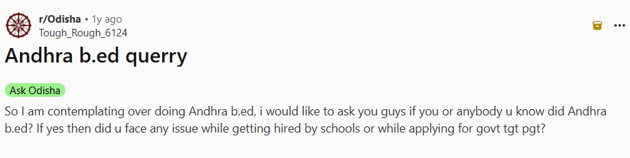 AP BEd Reddit Post