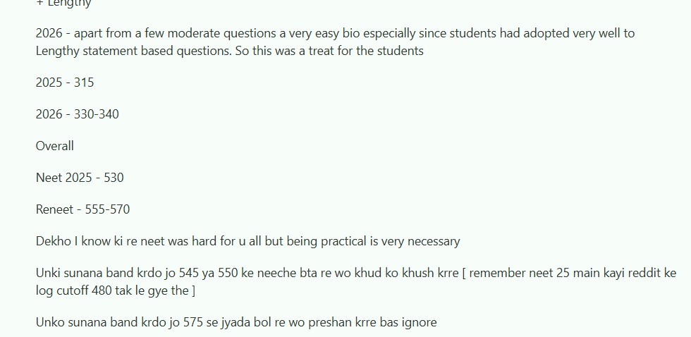 MBBS NEET 2026 safe score Reddit