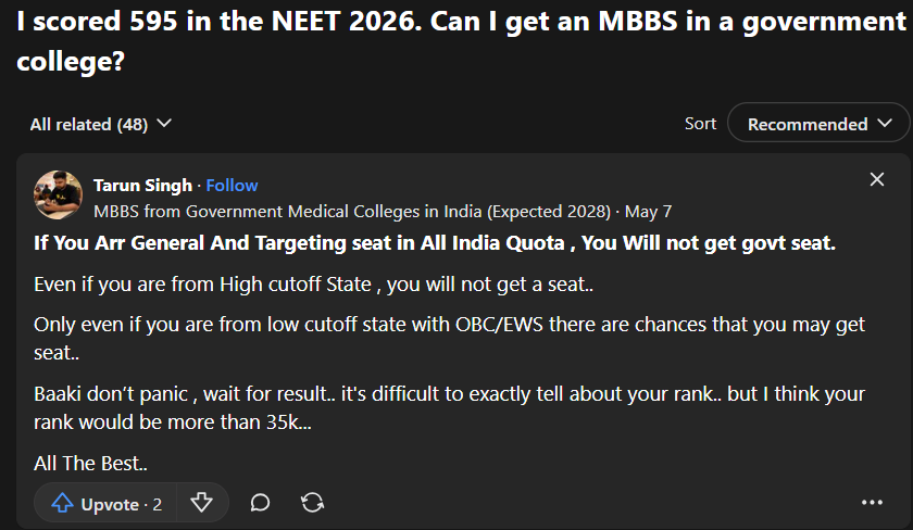 NEET Counselling 2026 Quora Discussion