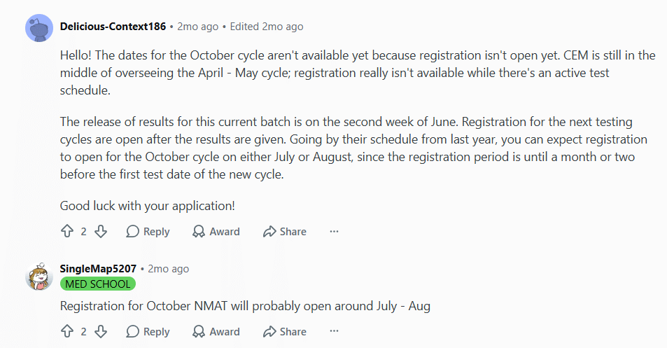 NMAT 2026 Registration Reddit Post