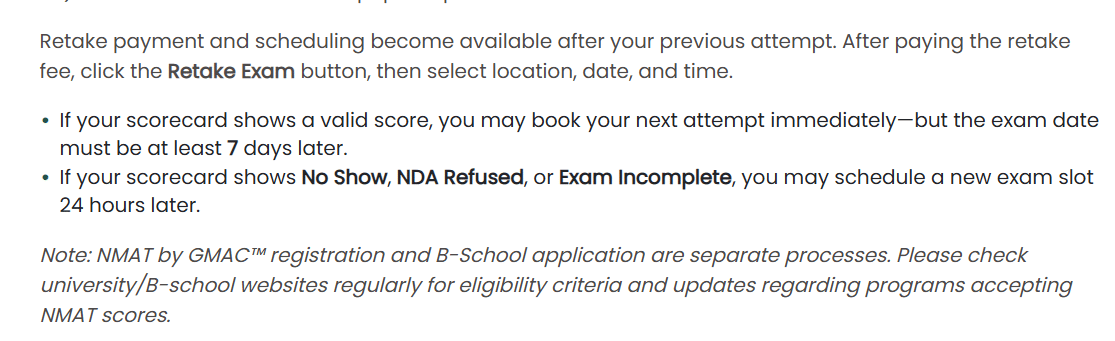 NMAT 2026 Retake and Score Policy