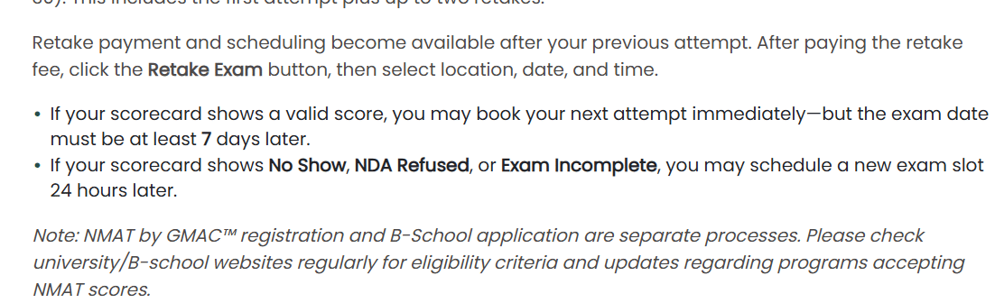 NMAT Retake Rule