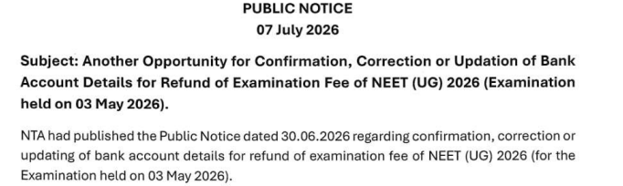 NEET Fee refund notice