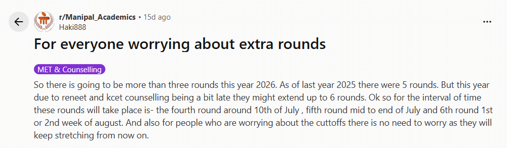 MET Counselling reddit 2026